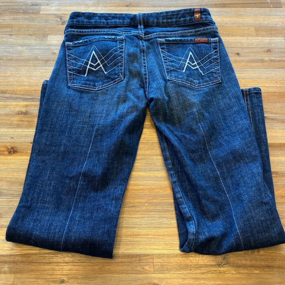 Seven A Pocket‎ size 27 flare medium wash lowrise boho retro denim jean - Picture 3 of 7